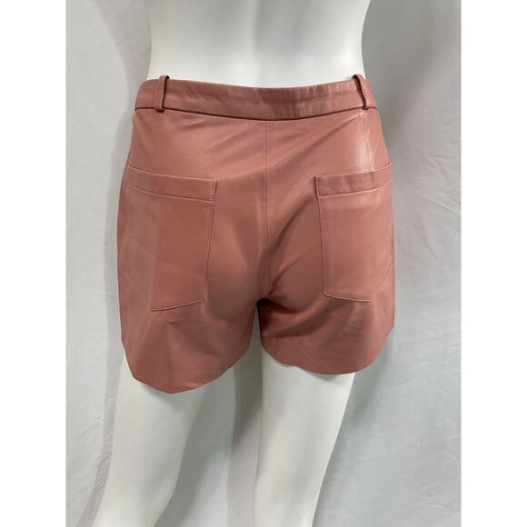Zeynep Arcay 'Midwaist Mom' Pink Leather Short Size 2 - Picture 3 of 5